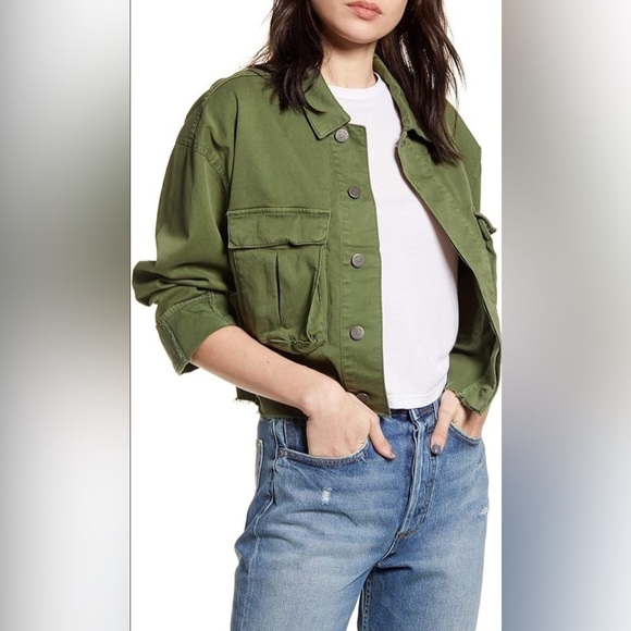 BOYISH Women’s The Camden Denim Cropped Utility Jacket Army Green Sz XS - Picture 1 of 16